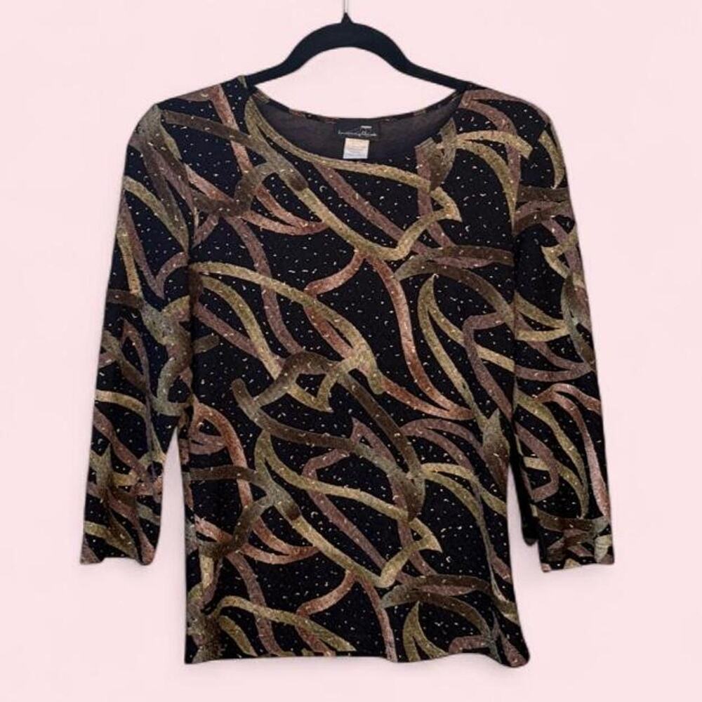 Brittany black metallic shimmer top